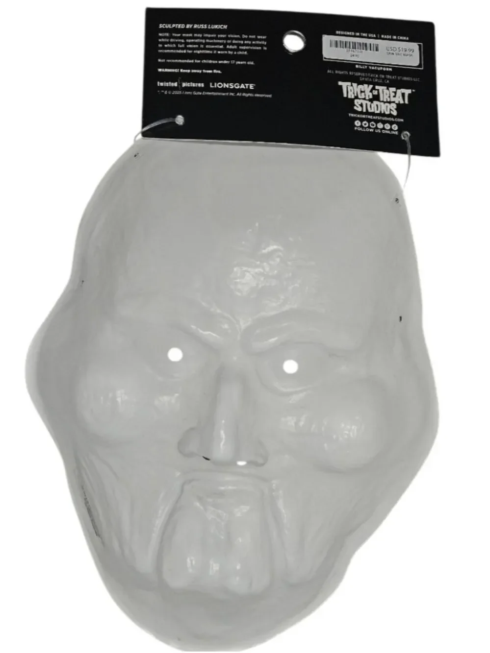 SAW Billy Puppet Vacuform Mask Red Eyes Horror Costume Trick or Treat Studios